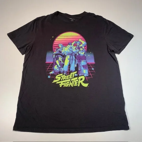 Street Fighter Graphic Tee | Retro Neon Arcade Shirt | Old Navy | Size L - Picture 2 of 8